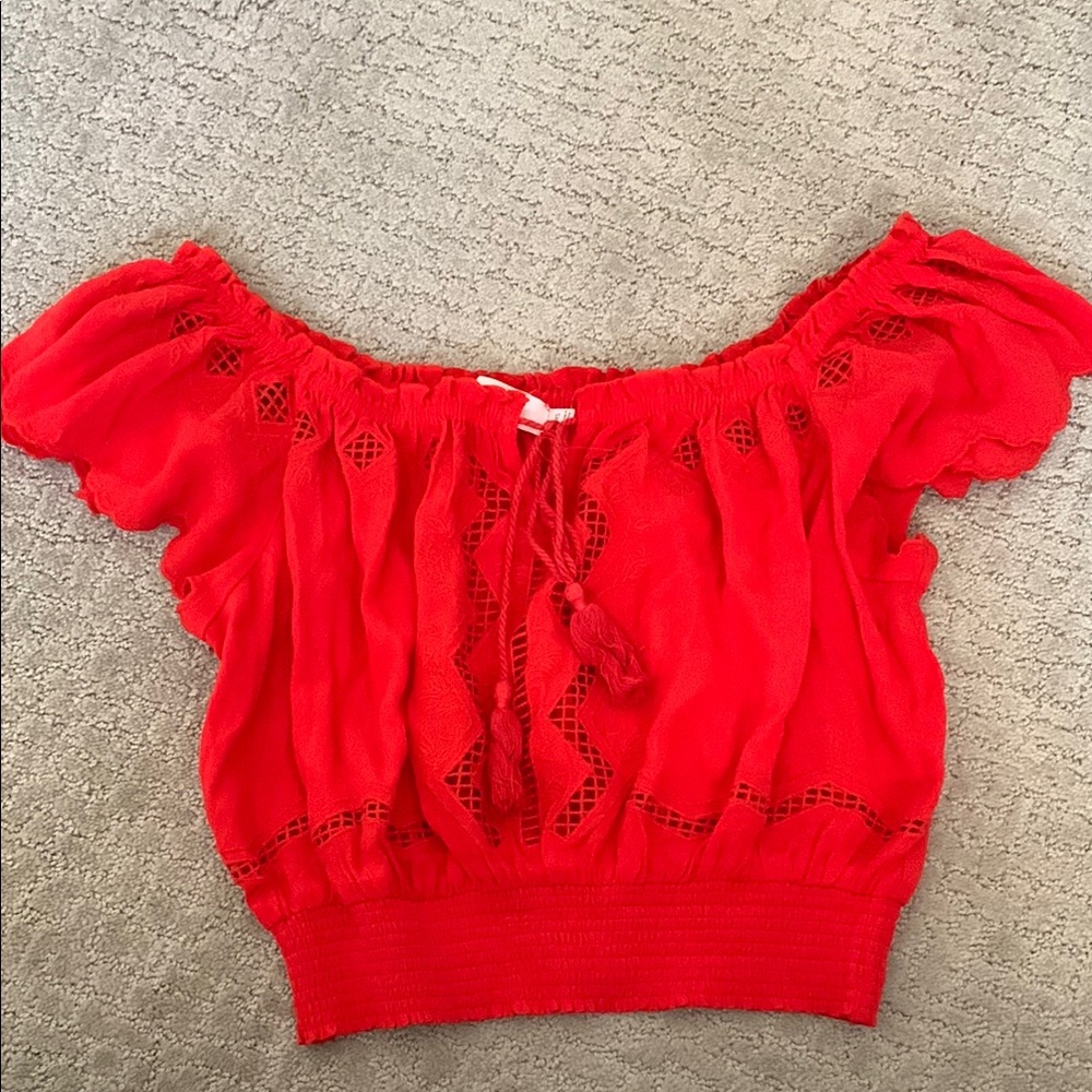 Astr Red Off-Shoulder Women's Top